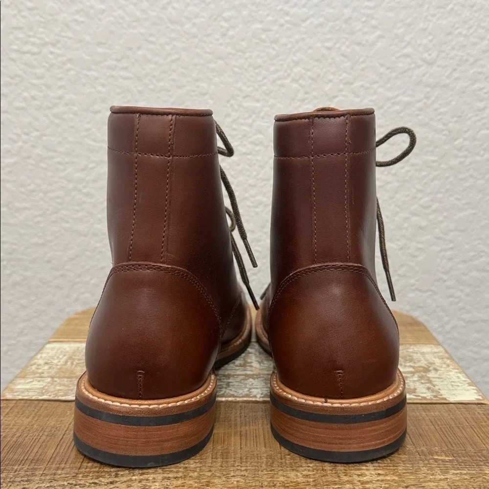 Nisolo Amalia All Weather Leather Combat Boots Brandy Size 6.5 NEW